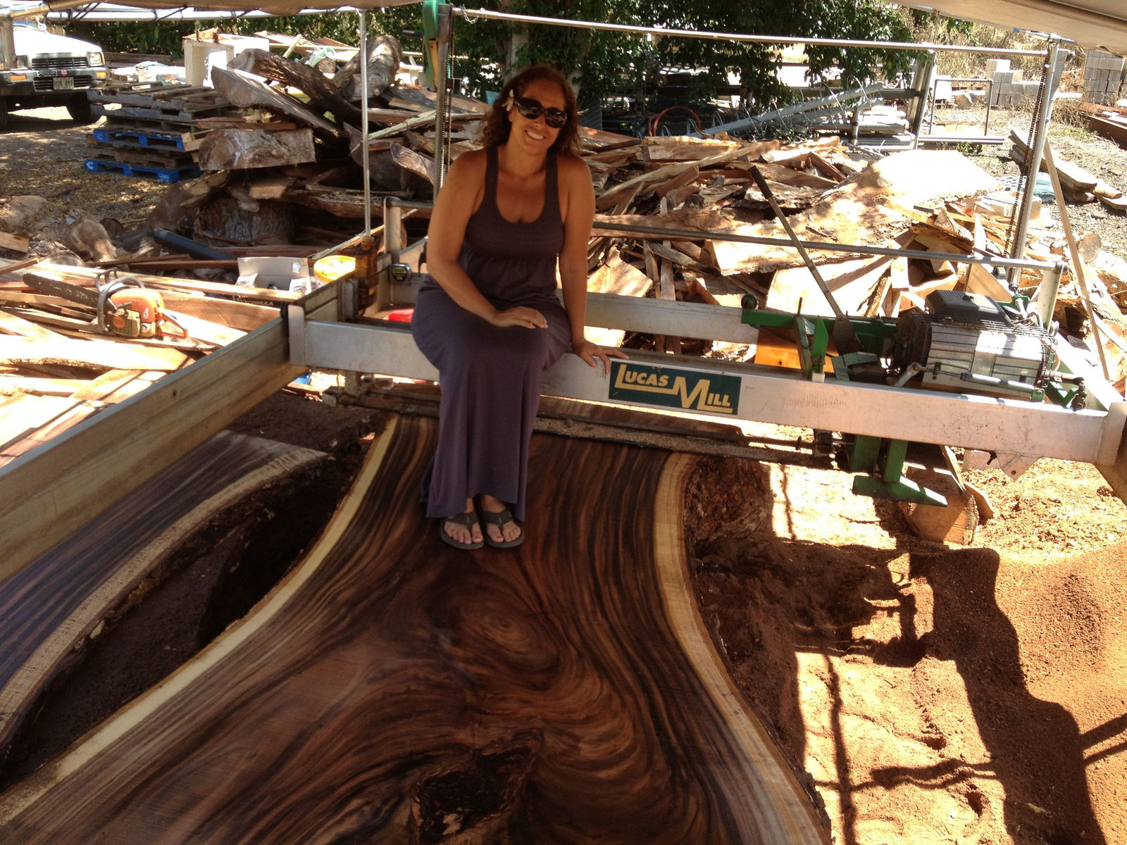 Working a slab in the Foundwood shop.