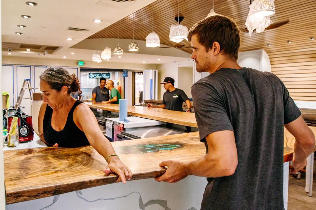 Custom Foundwood slab installation in Hawai'i