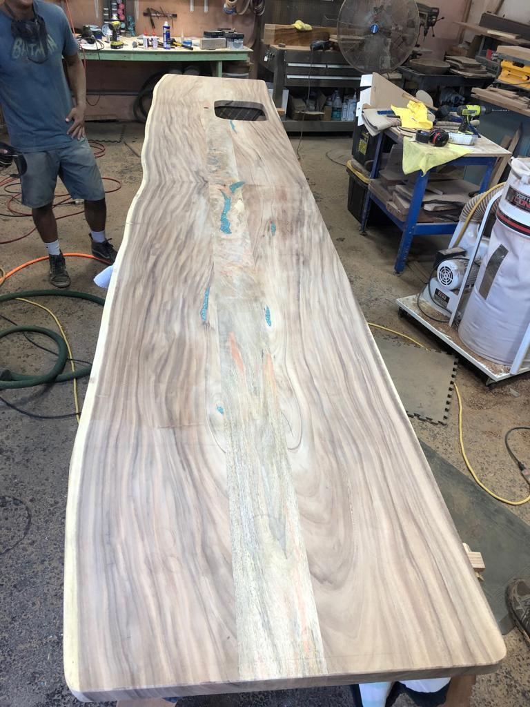 Custom Foundwood slab installation in Hawai'i