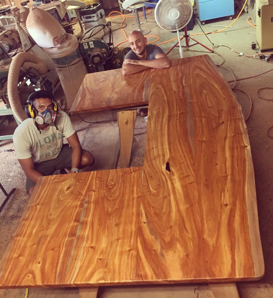 Custom Foundwood slab installation in Hawai'i